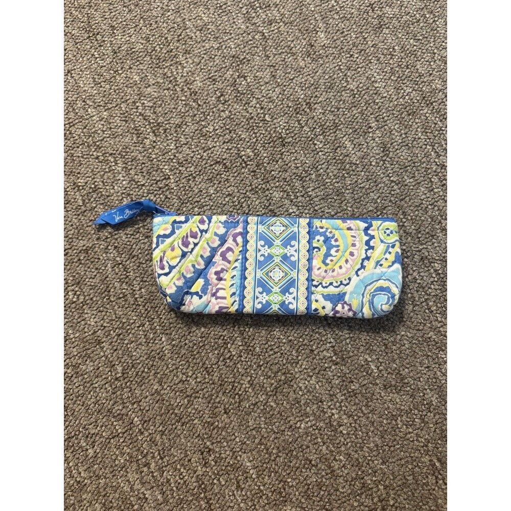 Vera Bradley Blue Paisley Pencil Case Good Condition Pre-Owned Retired Pattern
